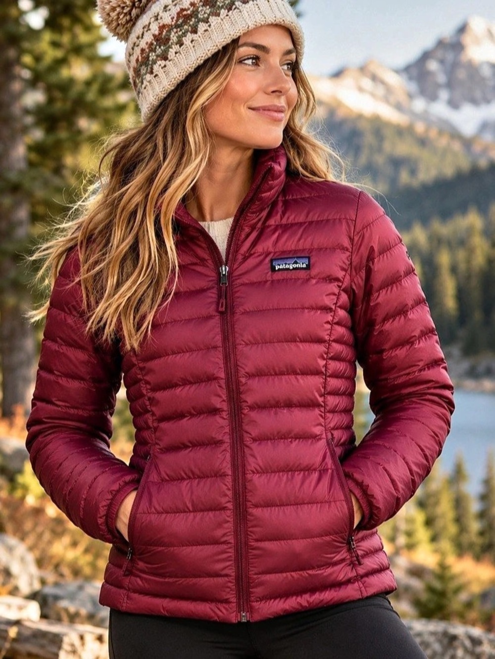 Patagonia Women’s Small Down Sweater Puffer Jacket Burgundy Wine Red
